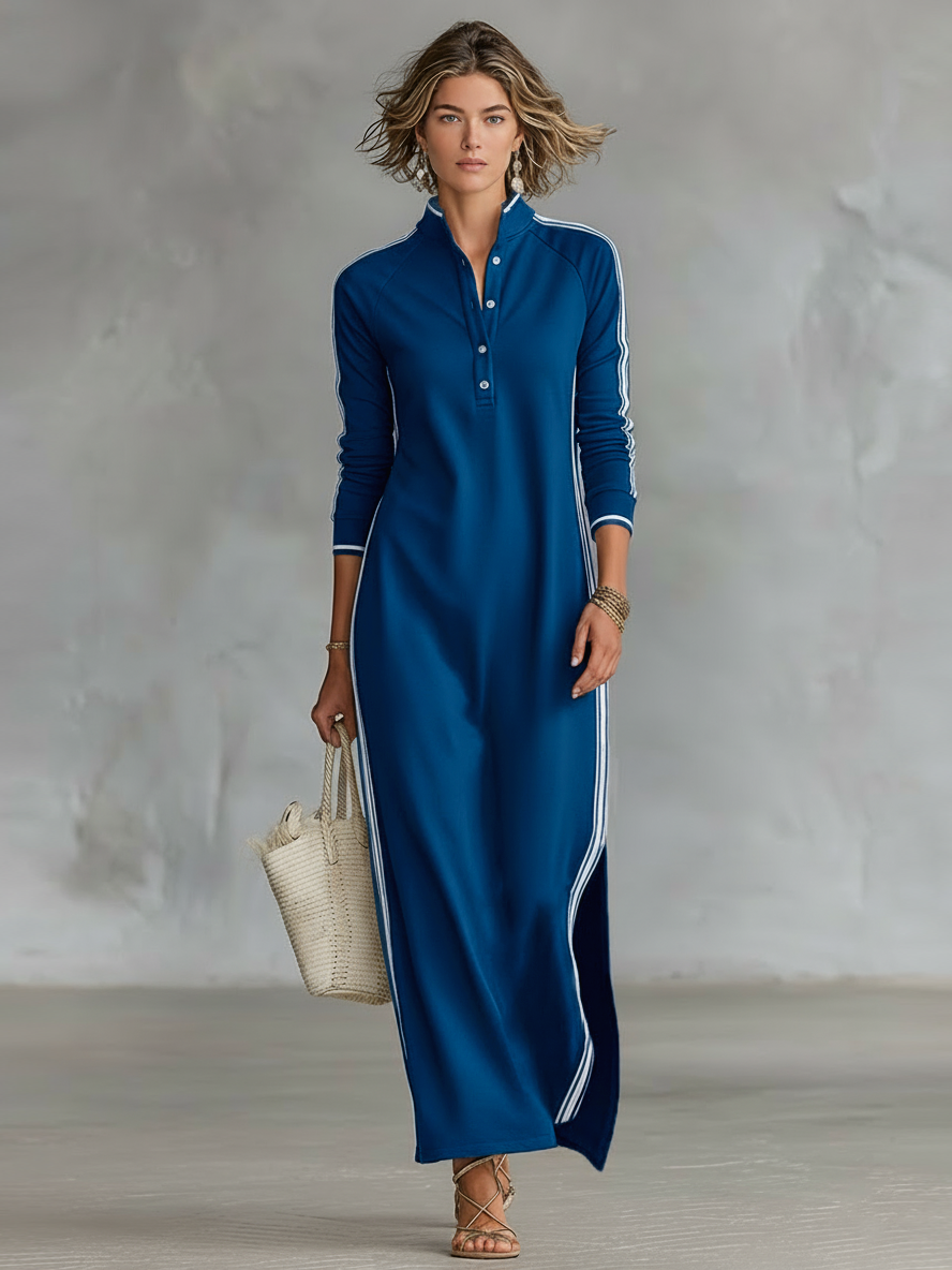 Women's Minimalist Maxi Evening Dress in Königsblau