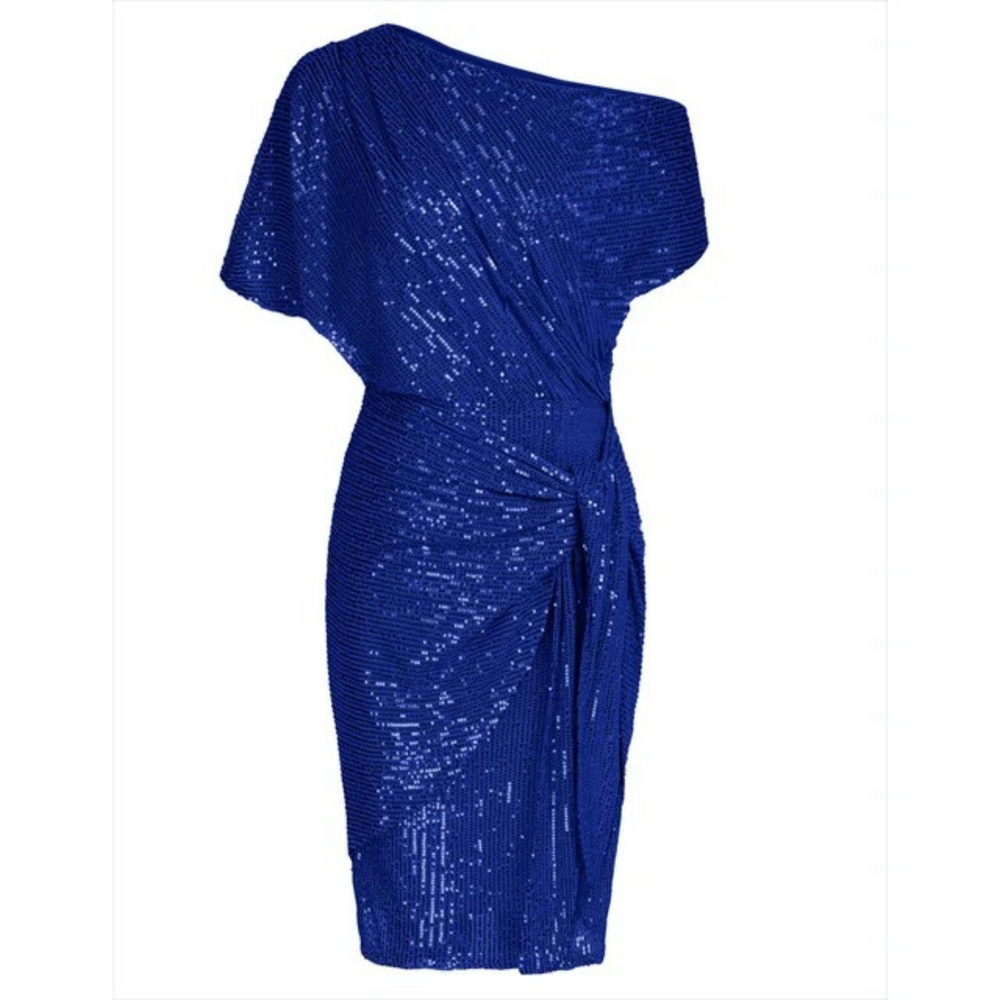 Women's Off-Shoulder Sequin Midi Cocktail Dress (2)