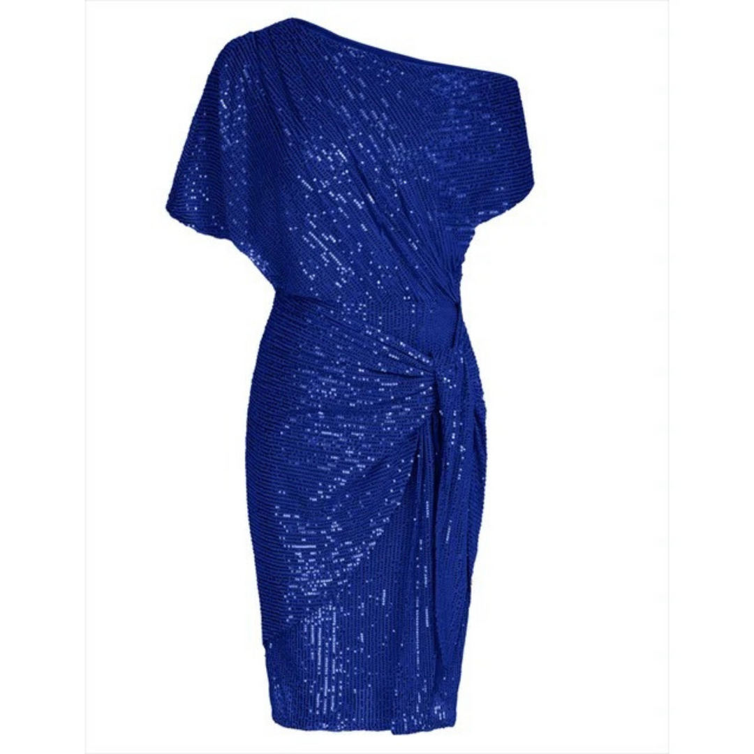 Women's Off-Shoulder Sequin Midi Cocktail Dress (2)