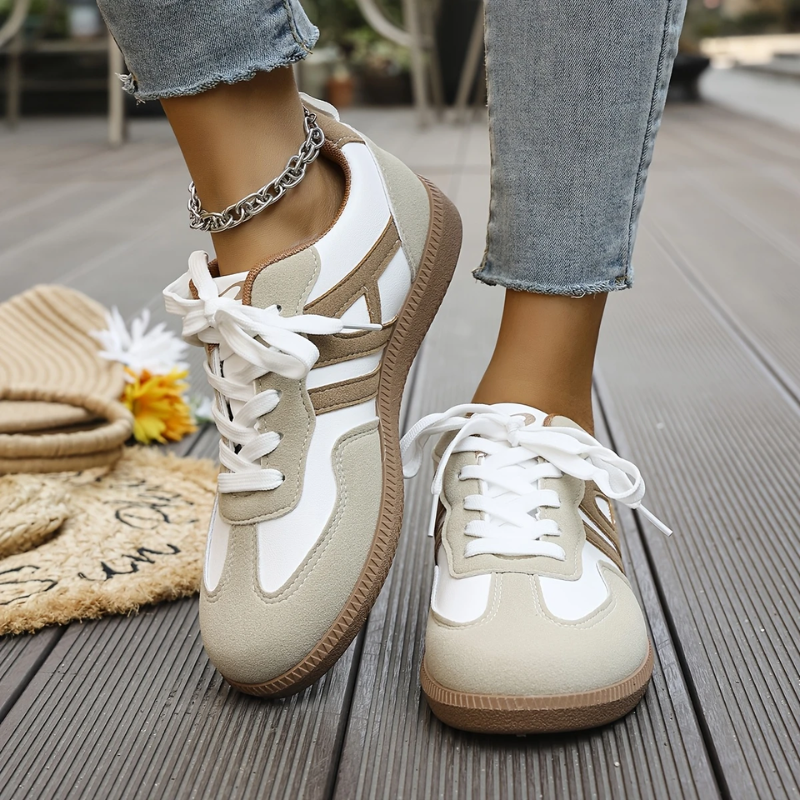 Women's Orthopedic Everyday Comfort Sneakers in Khaki & White