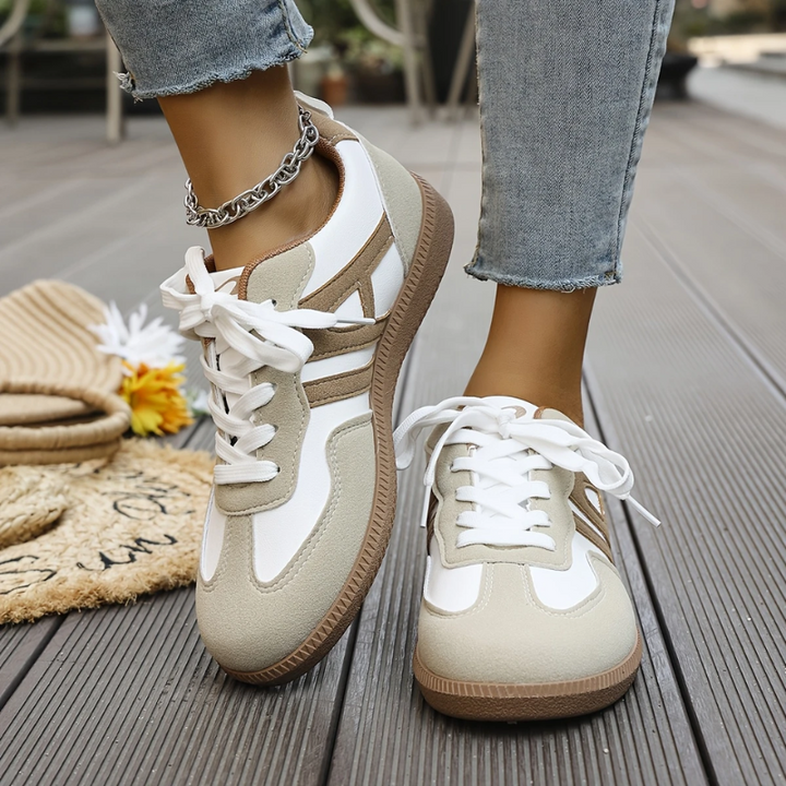 Women's Orthopedic Everyday Comfort Sneakers in Khaki & White