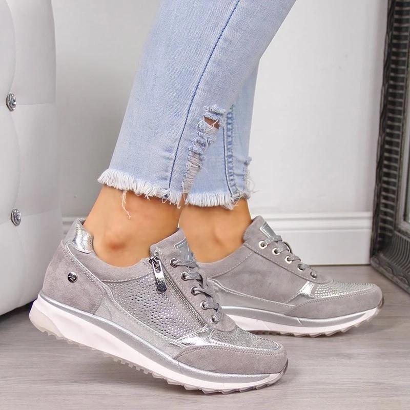 Women's Orthopedic Sneaker for Daily Comfort in Silver-coloured