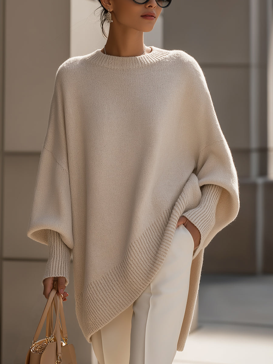 Women's Oversized Pullover for Layering in Beige