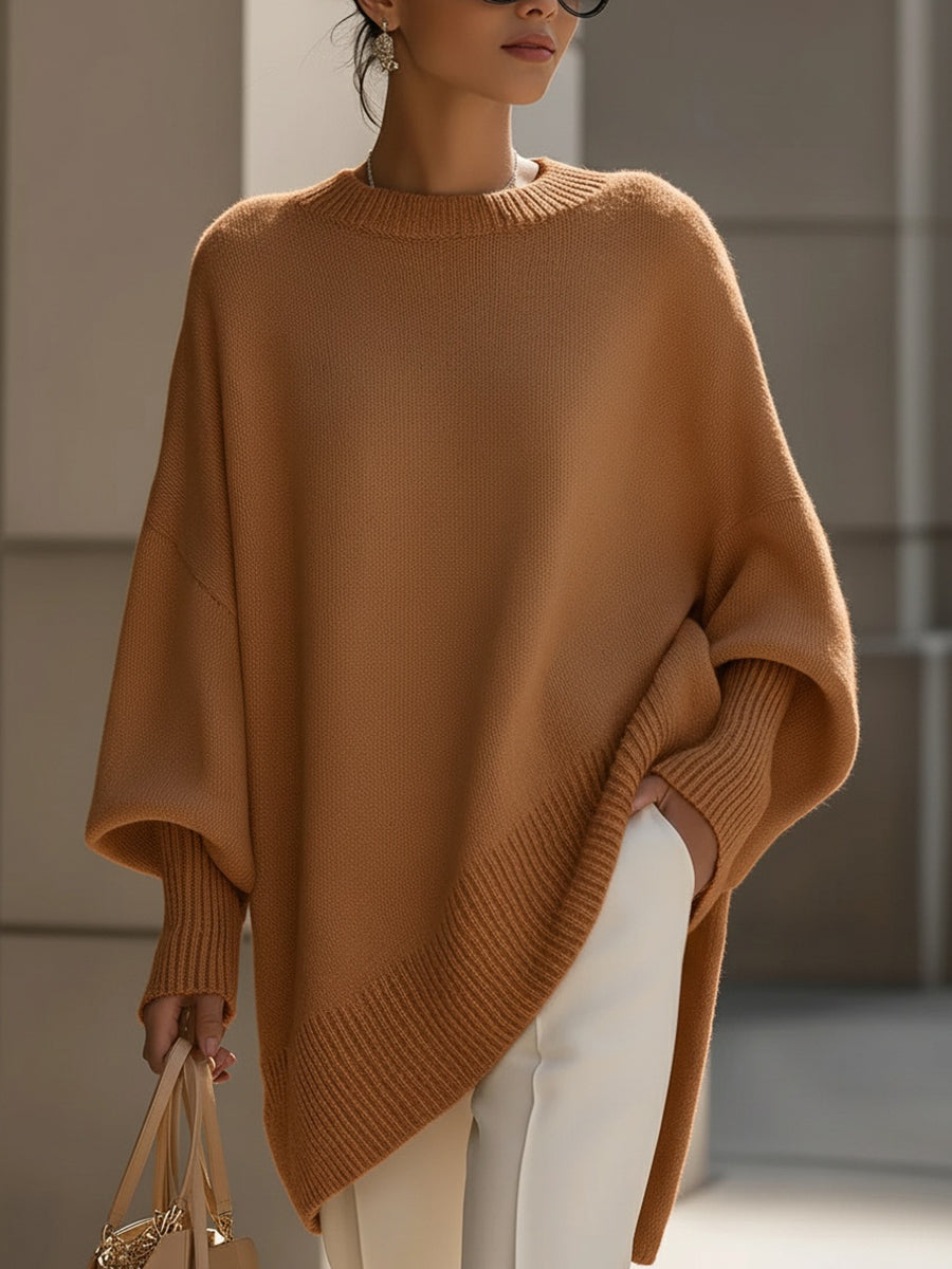 Women's Oversized Pullover for Layering in Karamell