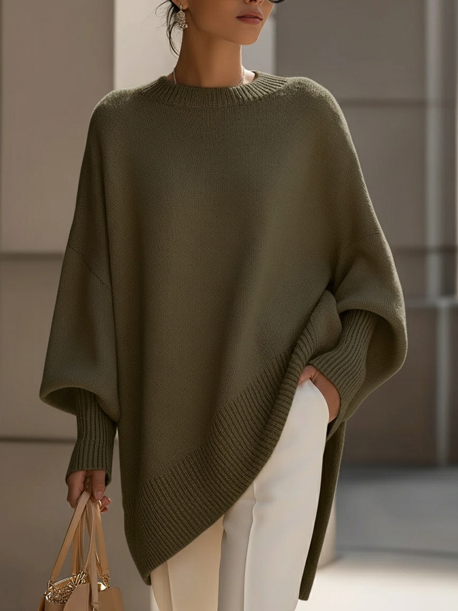 Women's Oversized Pullover for Layering in Olive