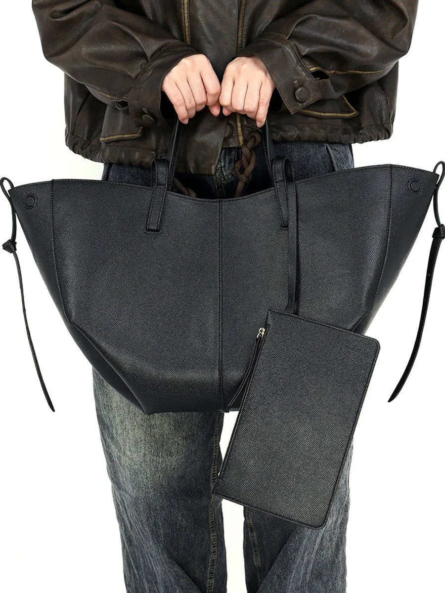 Women's Oversized Vintage Faux Leather Tote Bag (5)