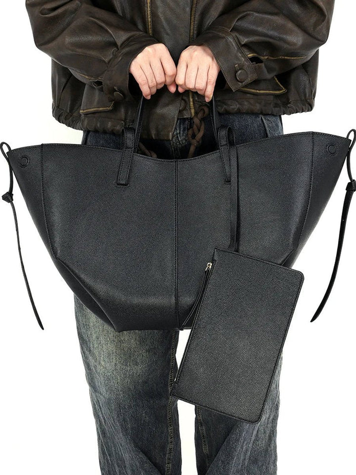 Women's Oversized Vintage Faux Leather Tote Bag (5)