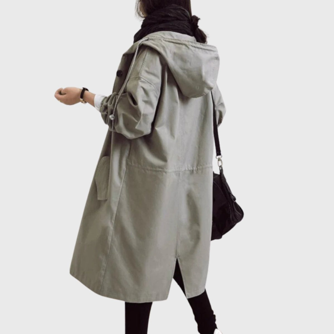 Women's Oversized Water-Repellent Hooded Trenchcoat (7)