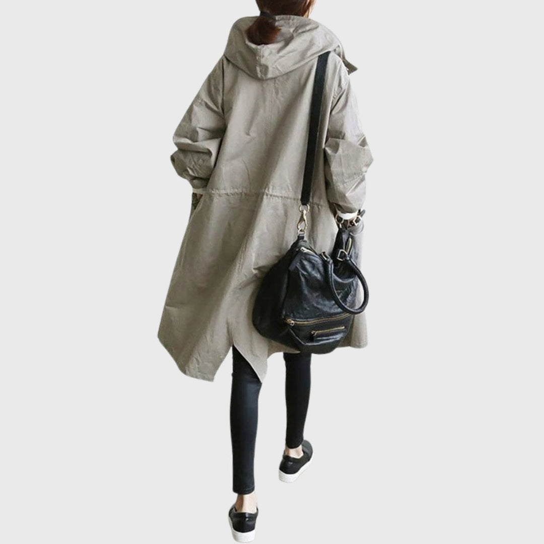 Women's Oversized Water-Repellent Hooded Trenchcoat (8)