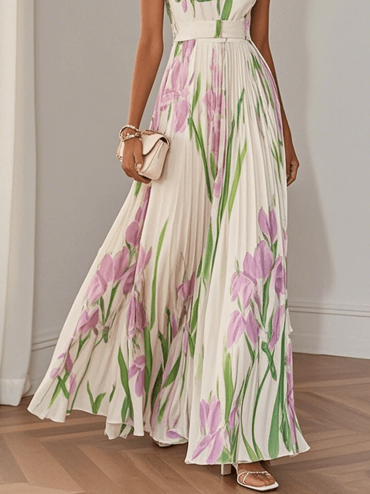 Women's Pleated Chiffon Maxi Dress for Summer Wedding Guests (2)
