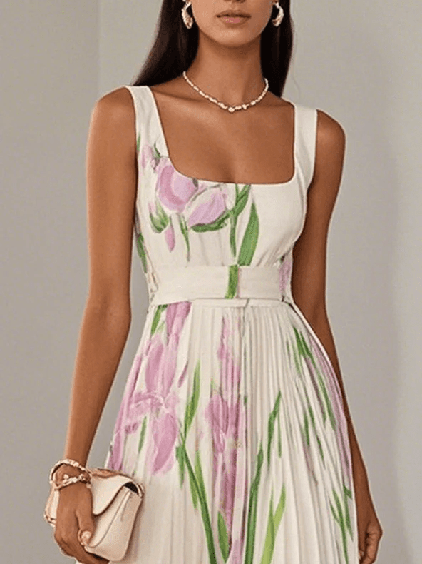 Women's Pleated Chiffon Maxi Dress for Summer Wedding Guests (3)