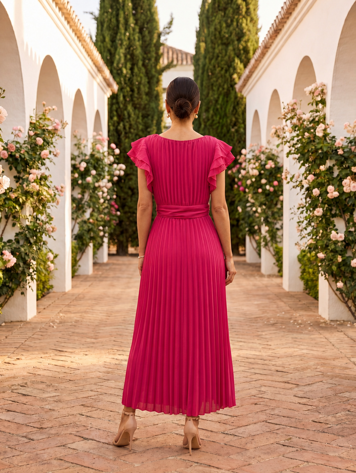 Women's Pleated Maxi Cocktail Dress (2)