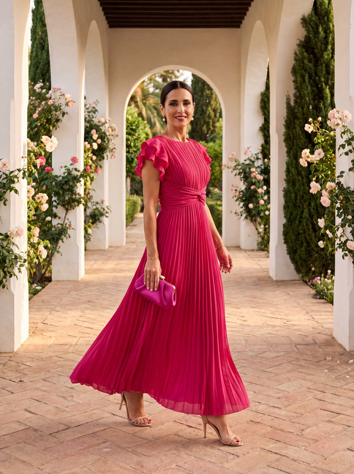 Women's Pleated Maxi Cocktail Dress (3)