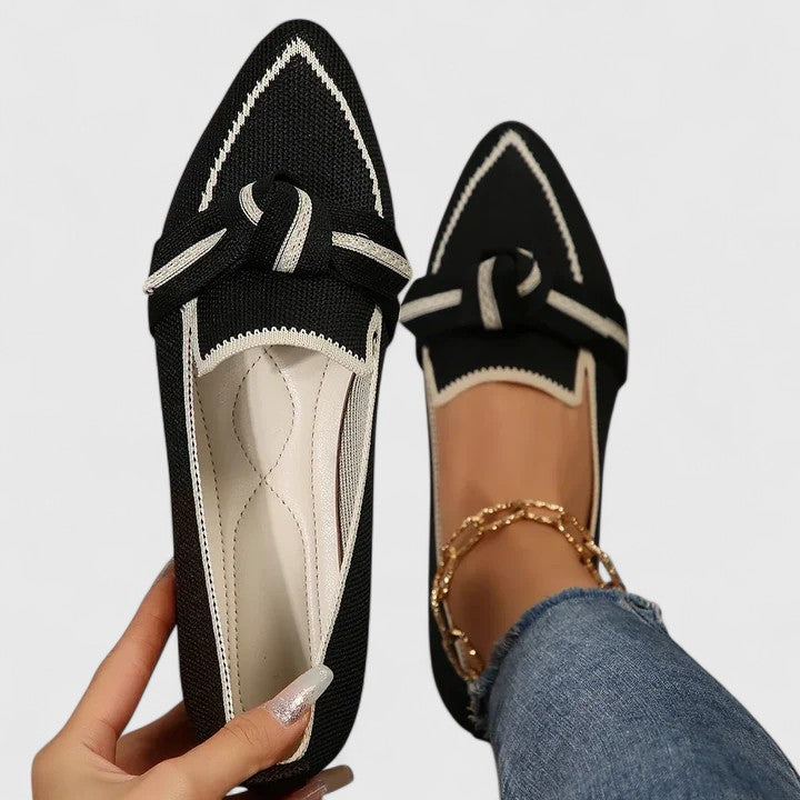 Women's Pointed Loafer with Knot Detail in Black