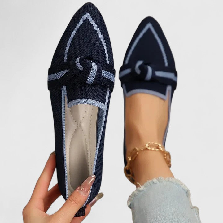 Women's Pointed Loafer with Knot Detail in Dark Blue