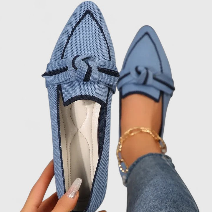 Women's Pointed Loafer with Knot Detail in Light Blue