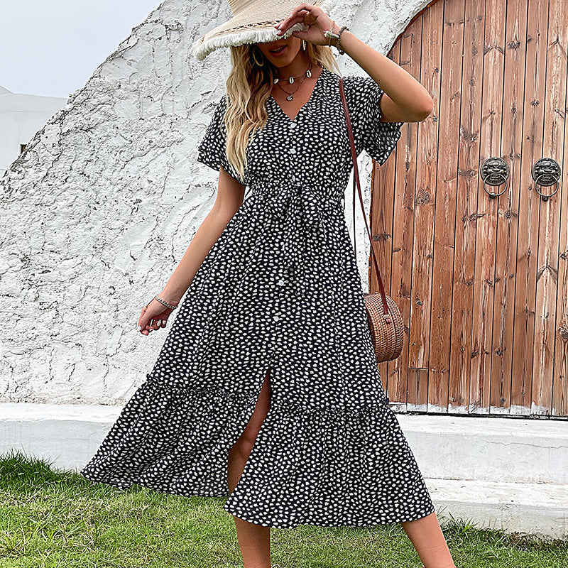 Women's Polka Dot Maxi Dress for Summer (4)