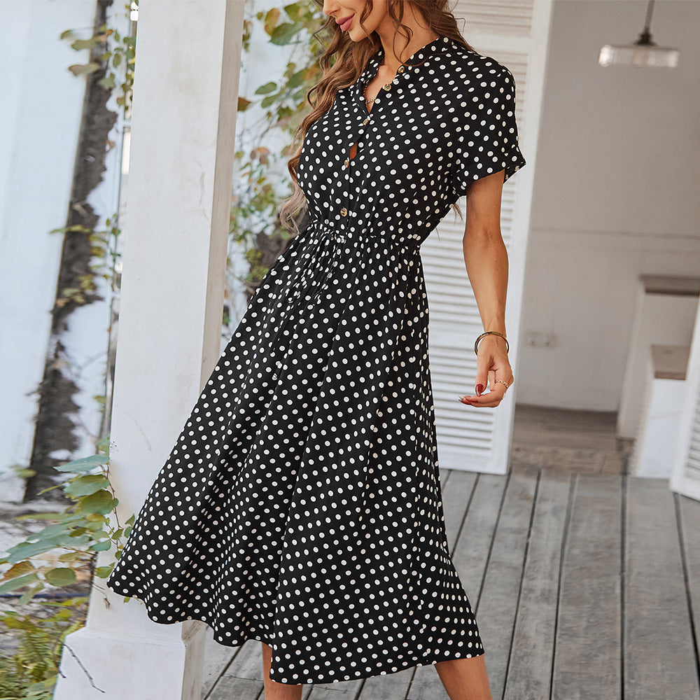 Women's Polka Dot Midi Dress for Summer (3)