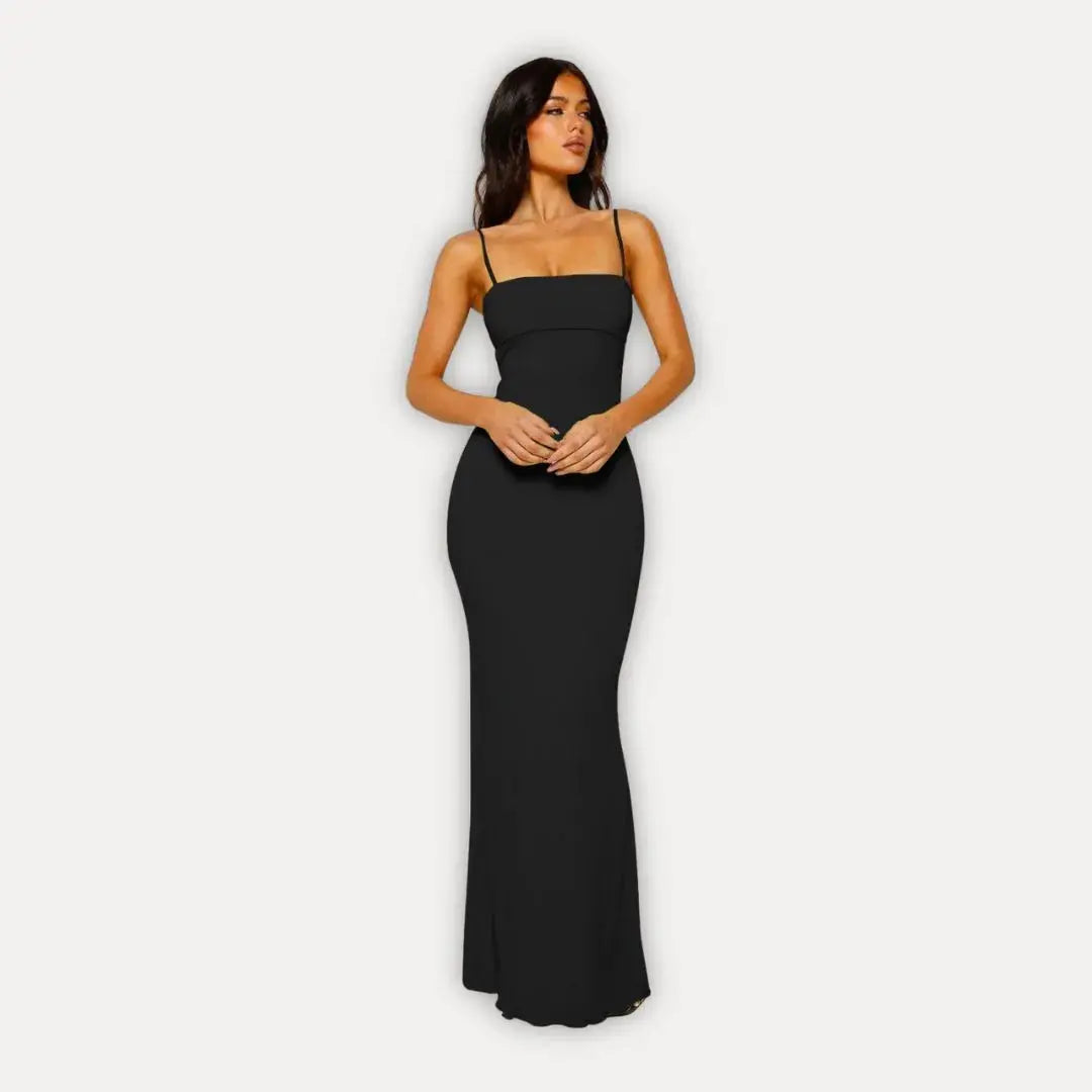 Women's Race Day Maxi Dress with Open Back in Black
