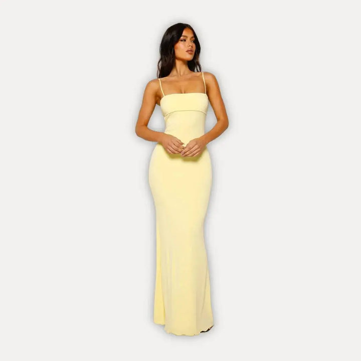 Women's Race Day Maxi Dress with Open Back in Yellow