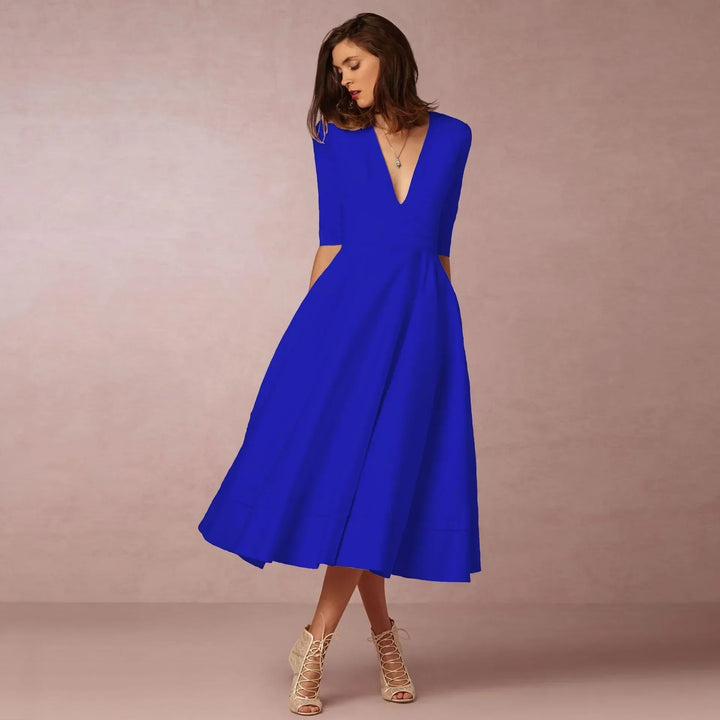 Women's Refined Evening Dress Midi in Blue