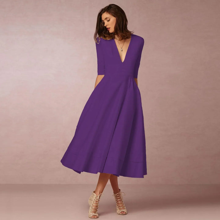 Women's Refined Evening Dress Midi in Malve