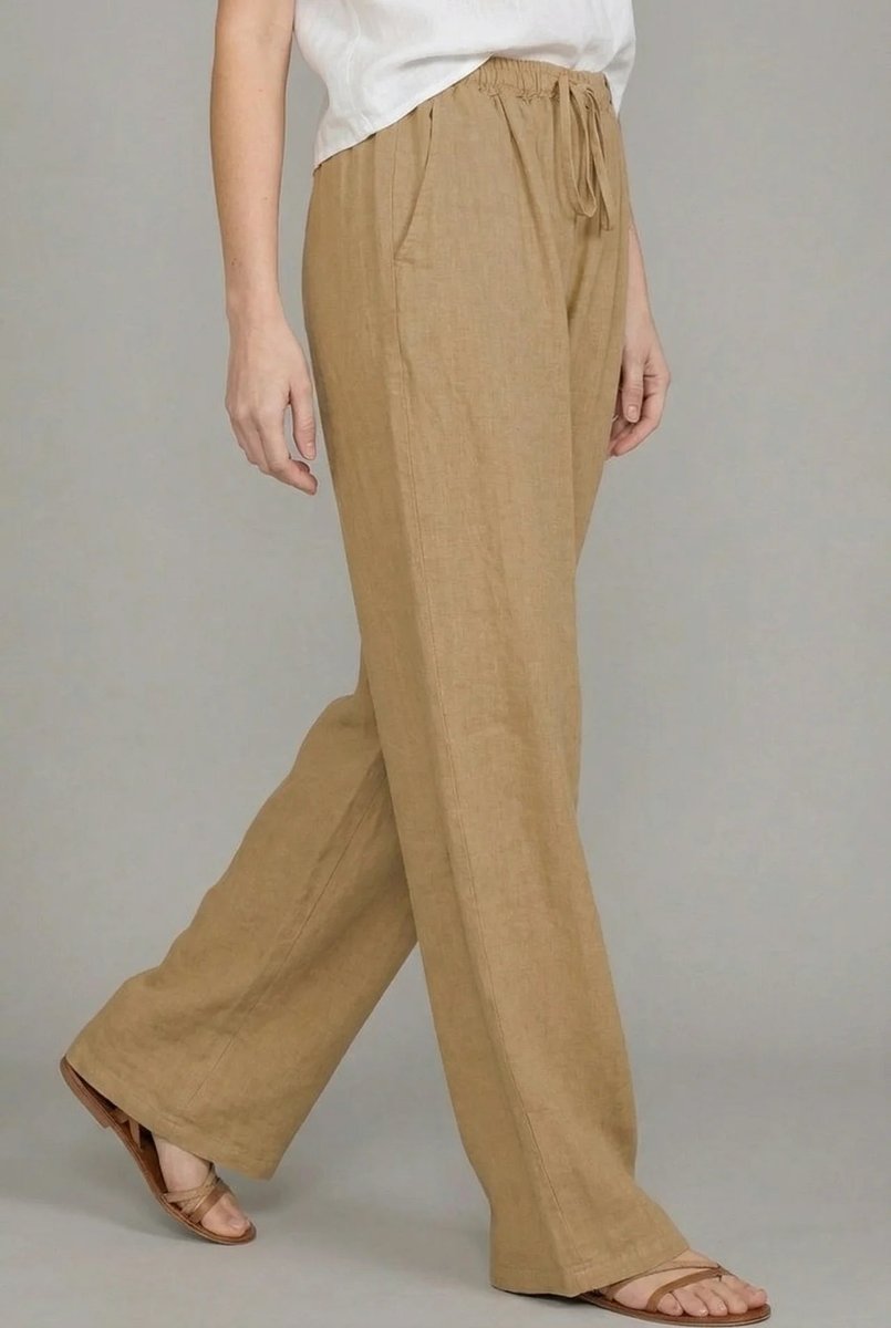 Women's Relaxed Linen Pants Adjustable Drawstring (2)