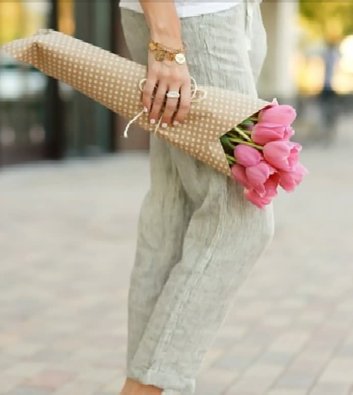Women's Relaxed Linen Pants with Drawstring