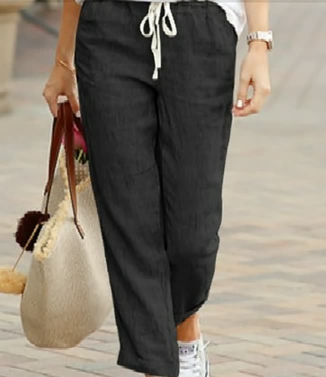 Women's Relaxed Linen Pants with Drawstring (3)