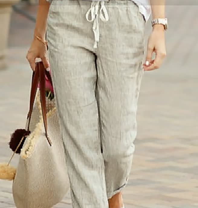 Women's Relaxed Linen Pants with Drawstring (4)