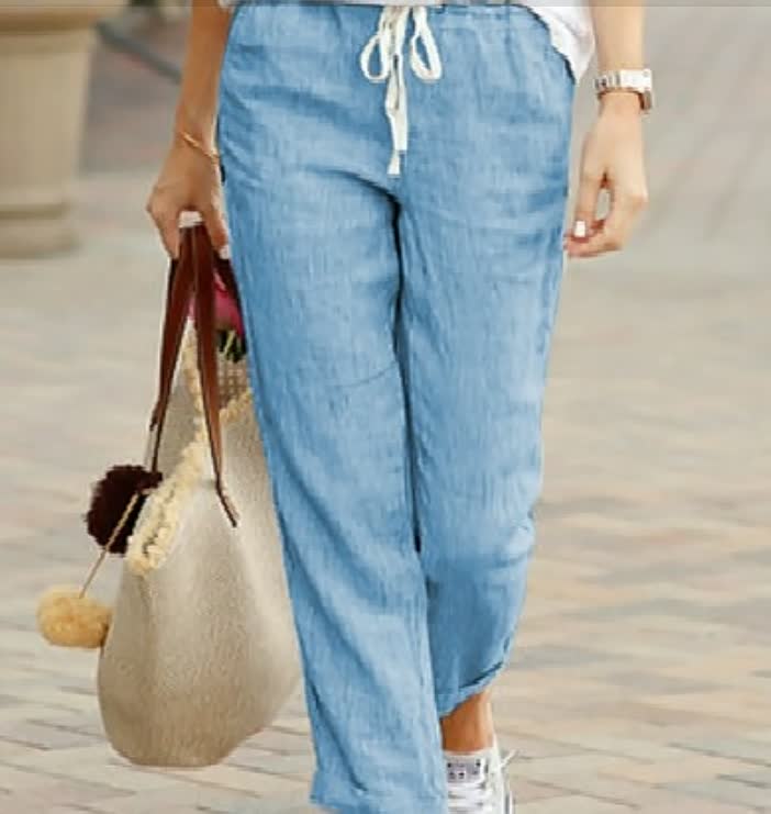 Women's Relaxed Linen Pants with Drawstring (5)