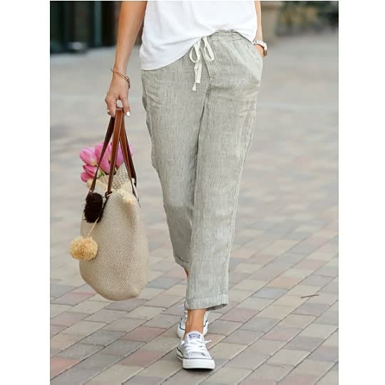 Women's Relaxed Linen Pants with Drawstring (6)