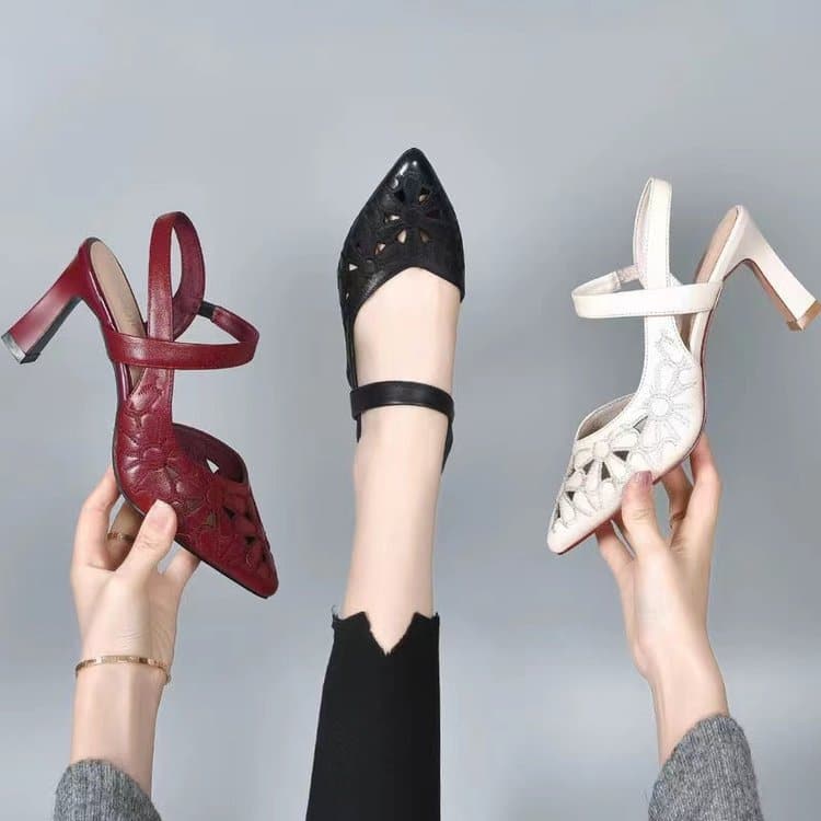 Women's Retro Italian Leather Orthopedic Heels