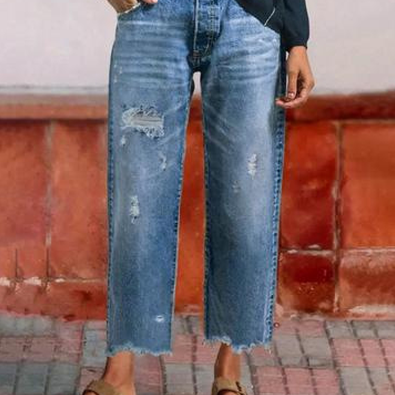 Women's Retro Short Straight Jeans (12)