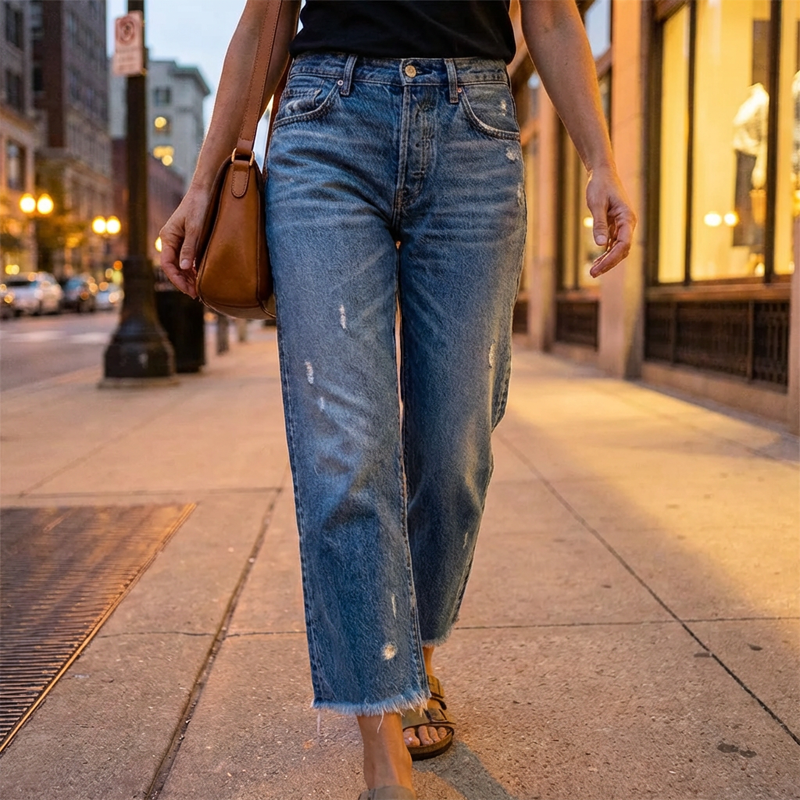 Women's Retro Short Straight Jeans (2)