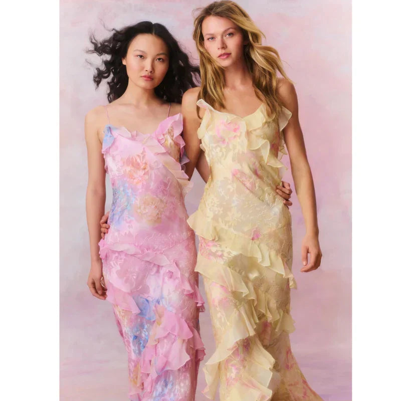 Women's Romantic Tiered Maxi Dress for Wedding Guests (13)