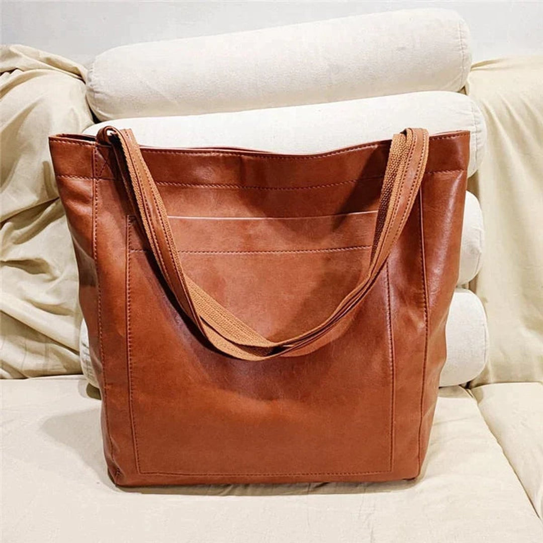 Women's Roomy Structured Leather Shoulder Bag (2)