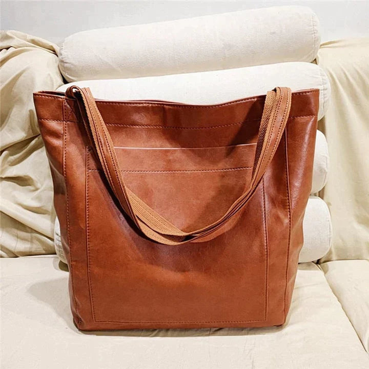 Women's Roomy Structured Leather Shoulder Bag (2)