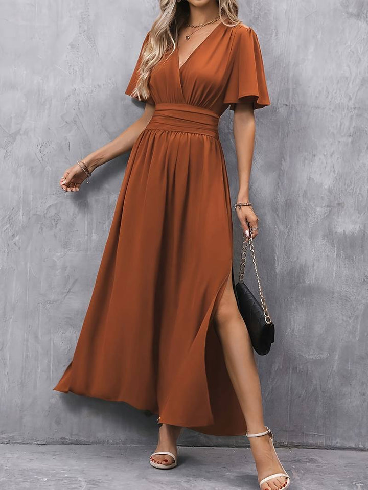 Women's Ruched Collar Wedding Guest Dress