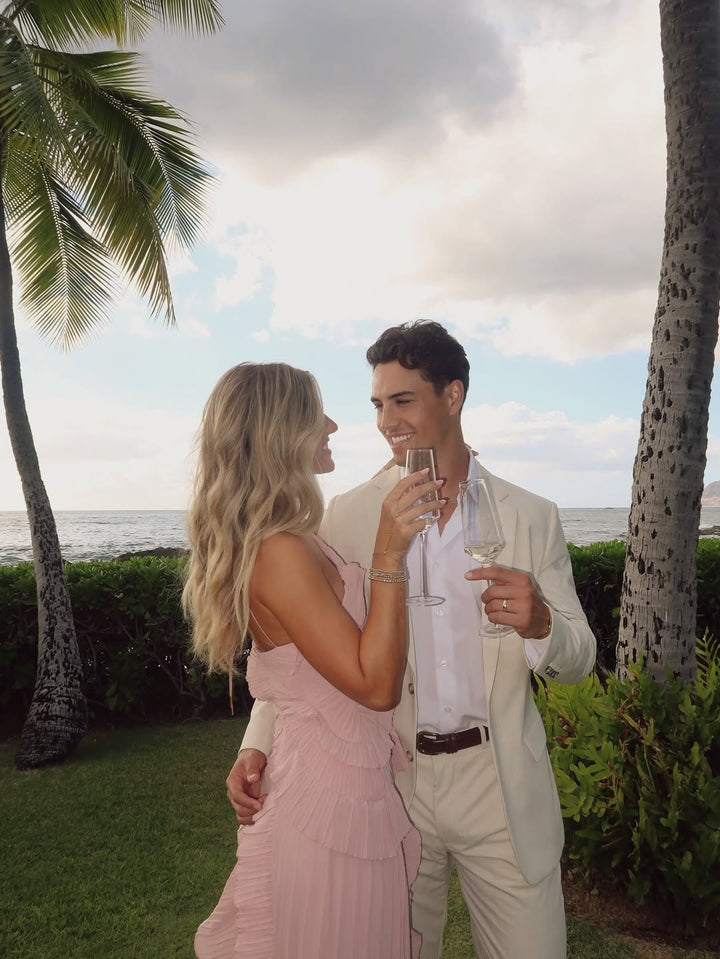 Women's Ruffle Maxi Dress for Summer Wedding Guest in Pink 3
