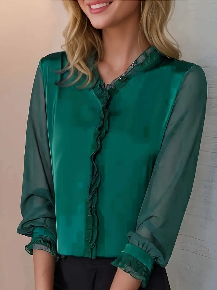 Women's Ruffled Long Sleeve Blouse for Summer