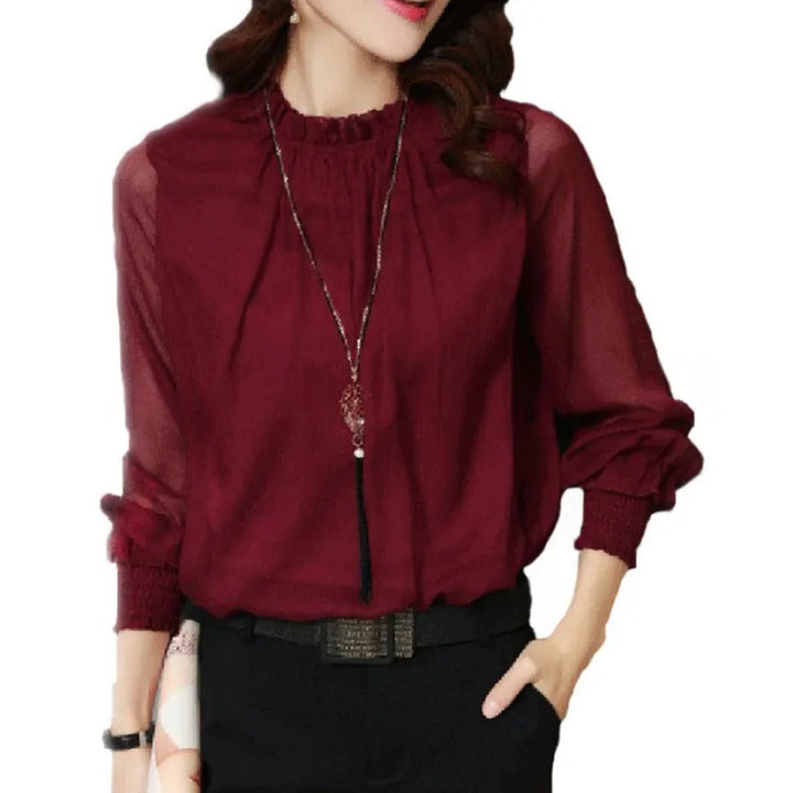 Women's Ruffled Long Sleeve Blouse for Summer (4)