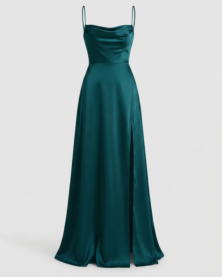 Women's Silk Wedding Guest Dress in Blue