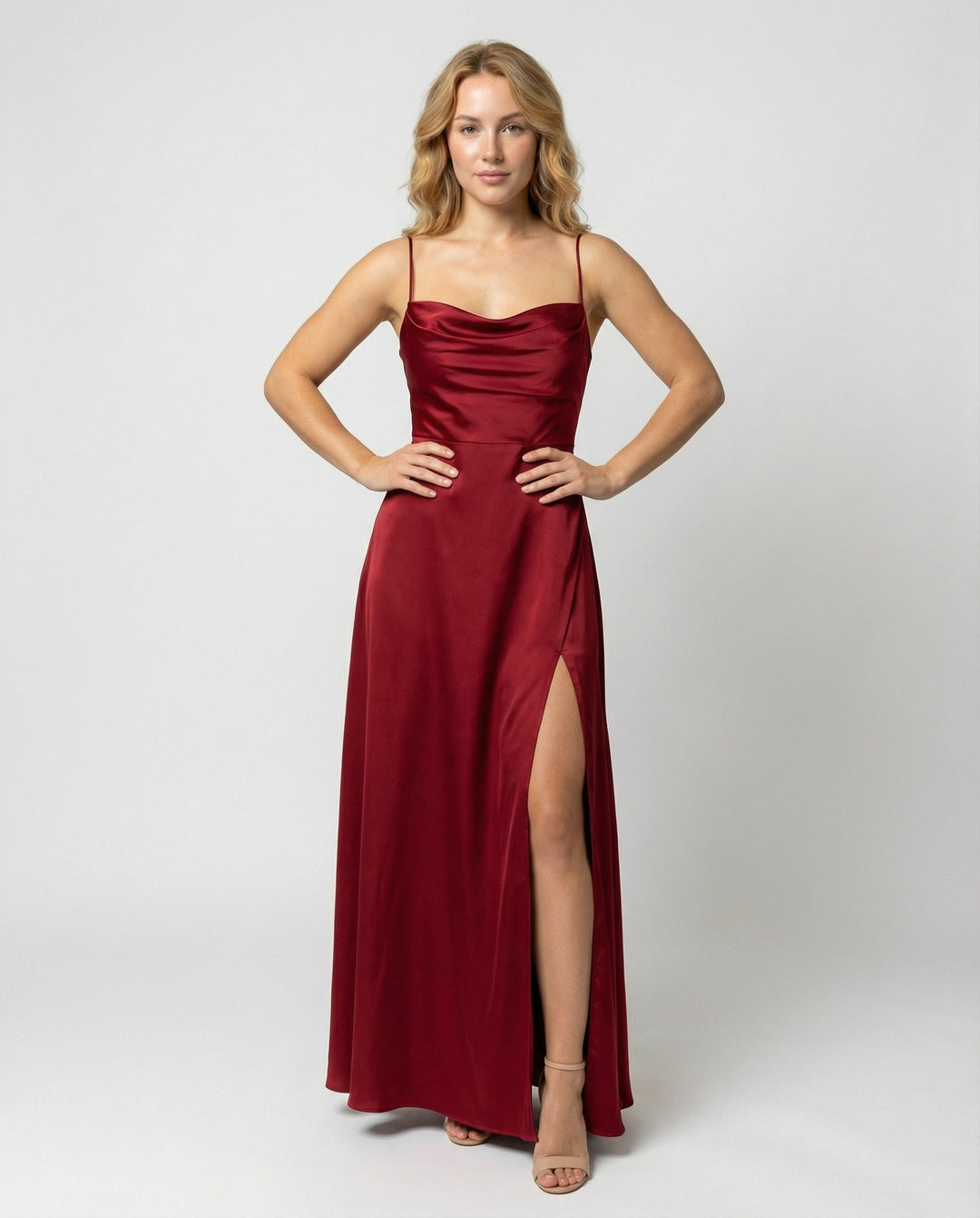 Women's Silk Wedding Guest Dress in Red