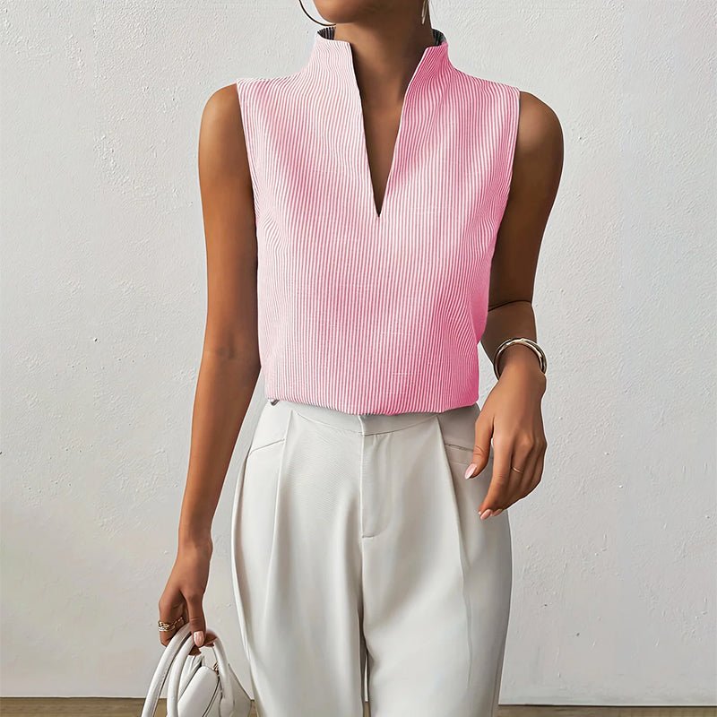 Women's Sleeveless Striped Blouse for Work in Pink