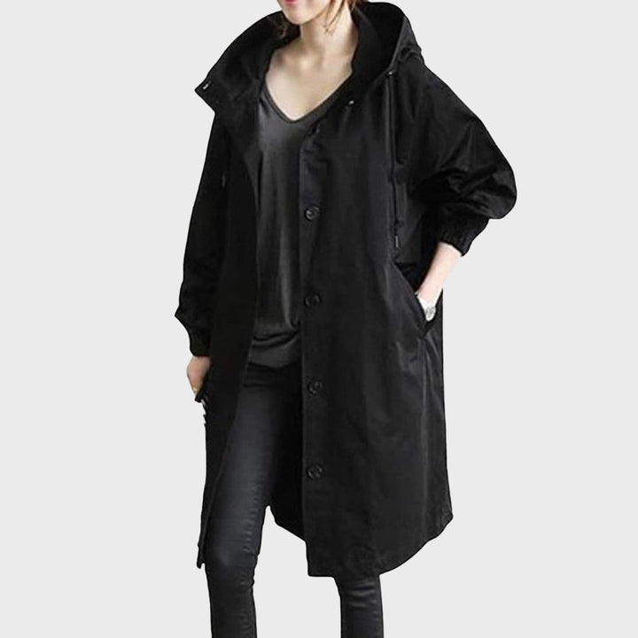 Women's Slim Lightweight Waterproof Trenchcoat in Black