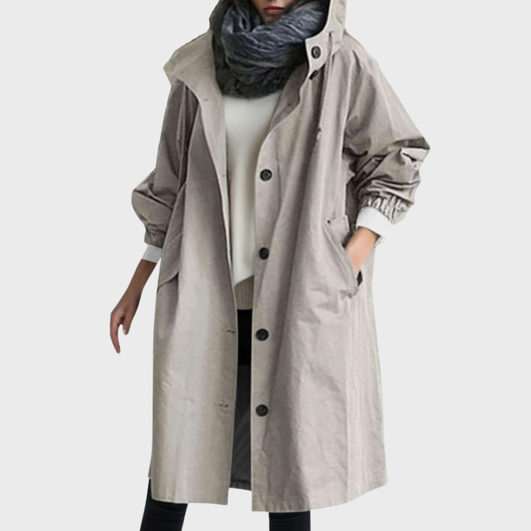 Women's Slim Lightweight Waterproof Trenchcoat in Grey