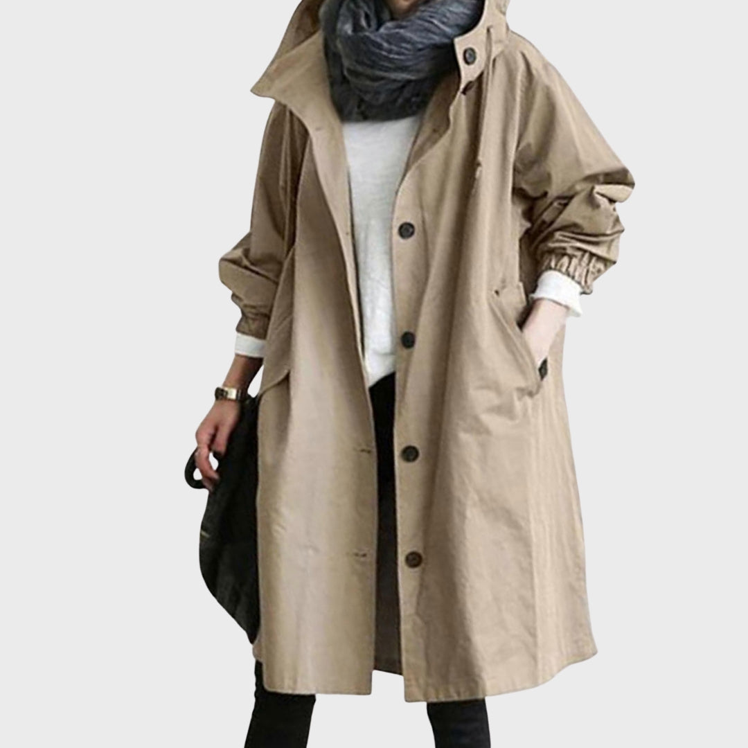 Women's Slim Lightweight Waterproof Trenchcoat in Khaki