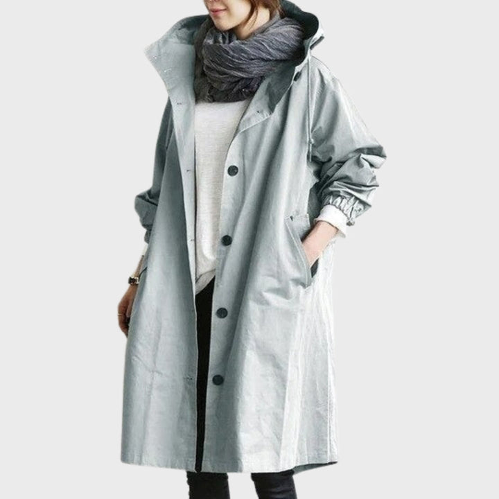 Women's Slim Lightweight Waterproof Trenchcoat in Light Blue