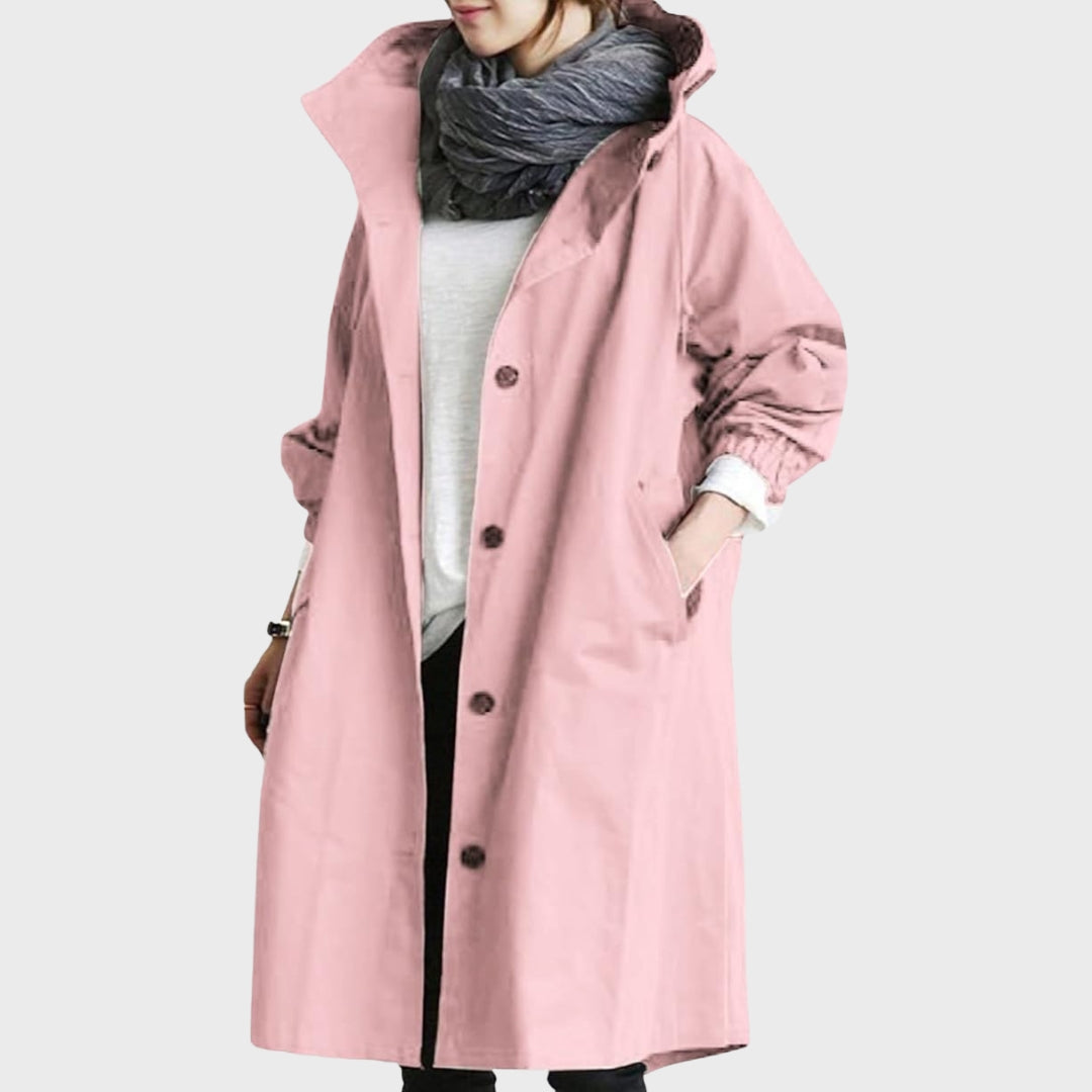 Women's Slim Lightweight Waterproof Trenchcoat in Pink